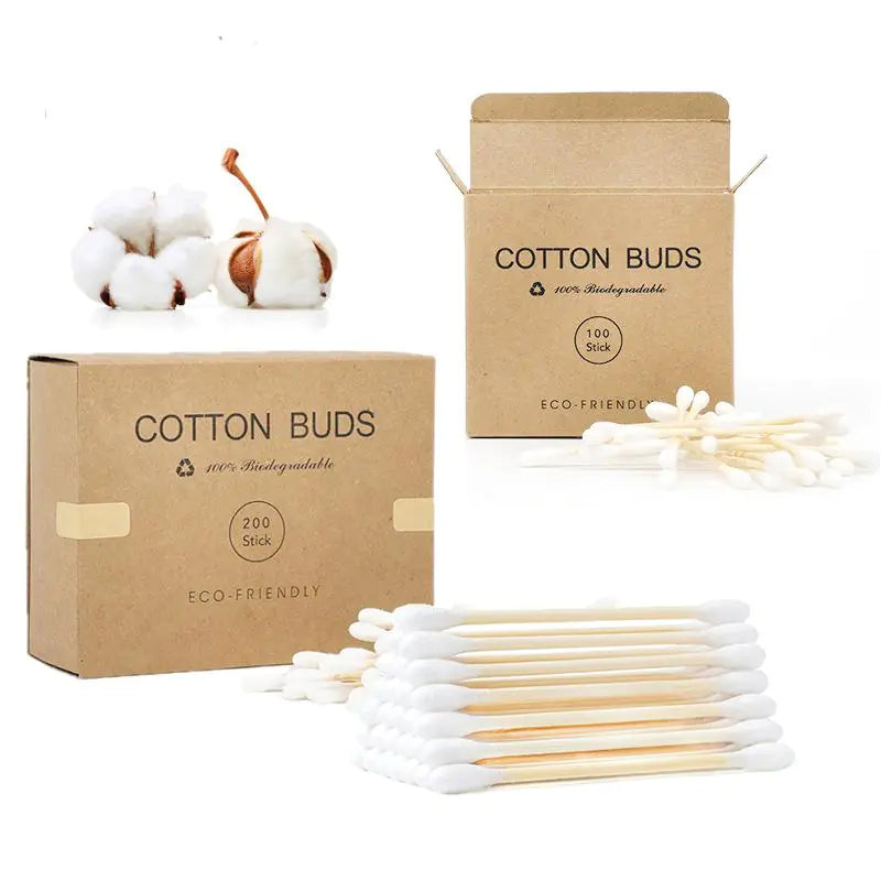 🌿 The "Eco-Glow" Bamboo Cotton Swabs (100 or 200-Count) | Sustainable Beauty Essentials