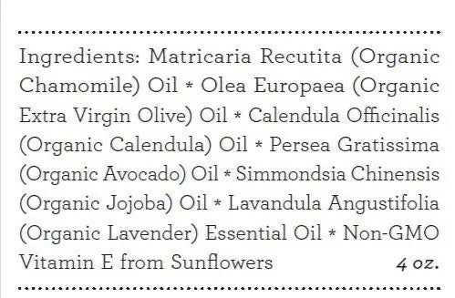 ORGANIC CALMING BABY OIL Nourishing, Soothing, Calming -  USDA Certified