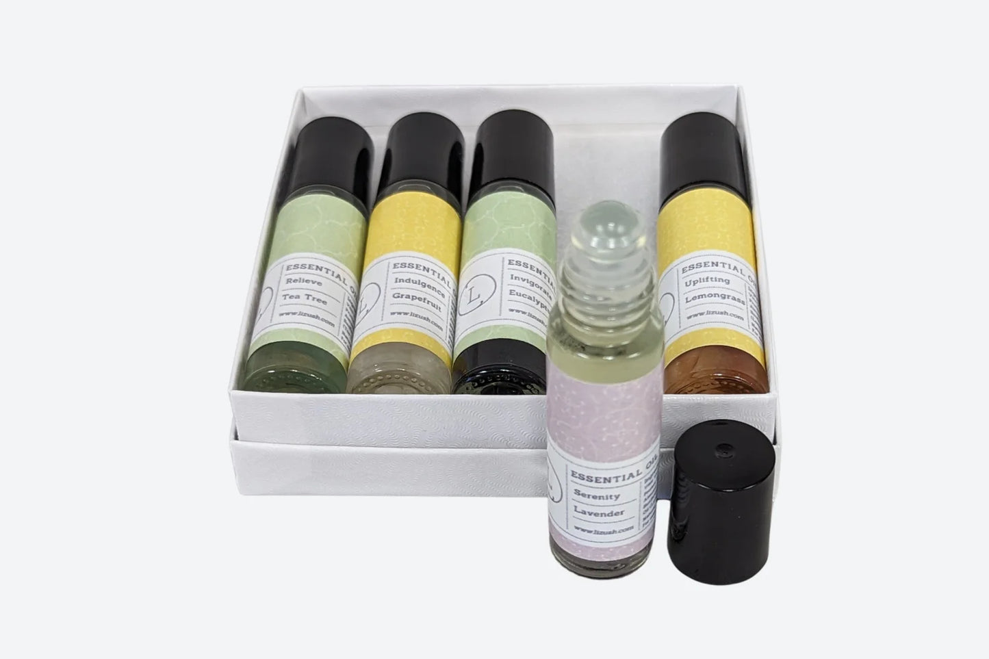5-Piece Essential Oil Roll-On Set with Healing Crystals: The Ultimate All-Natural Wellness Gift Box